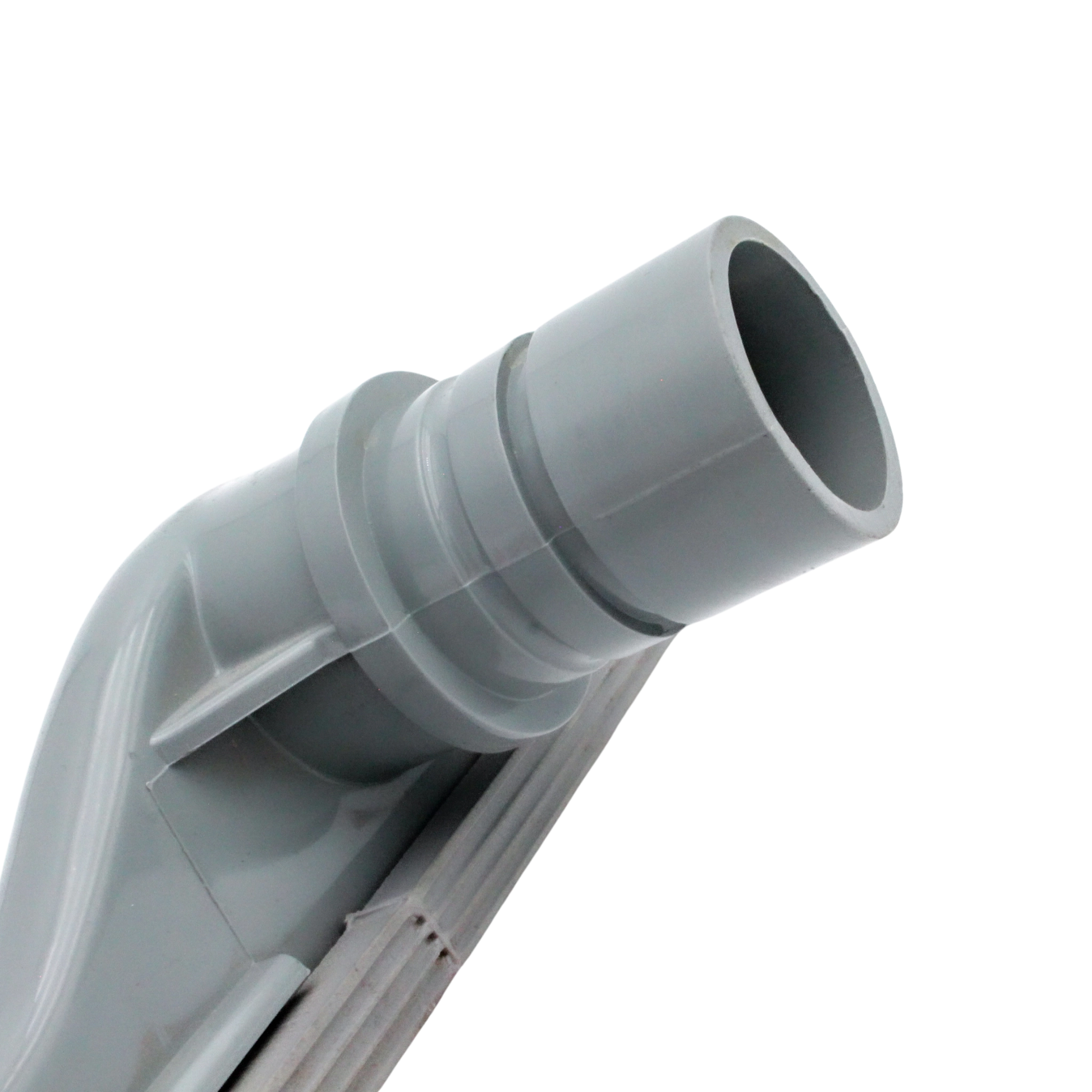 Side view of connector detailing compression-fit attachment