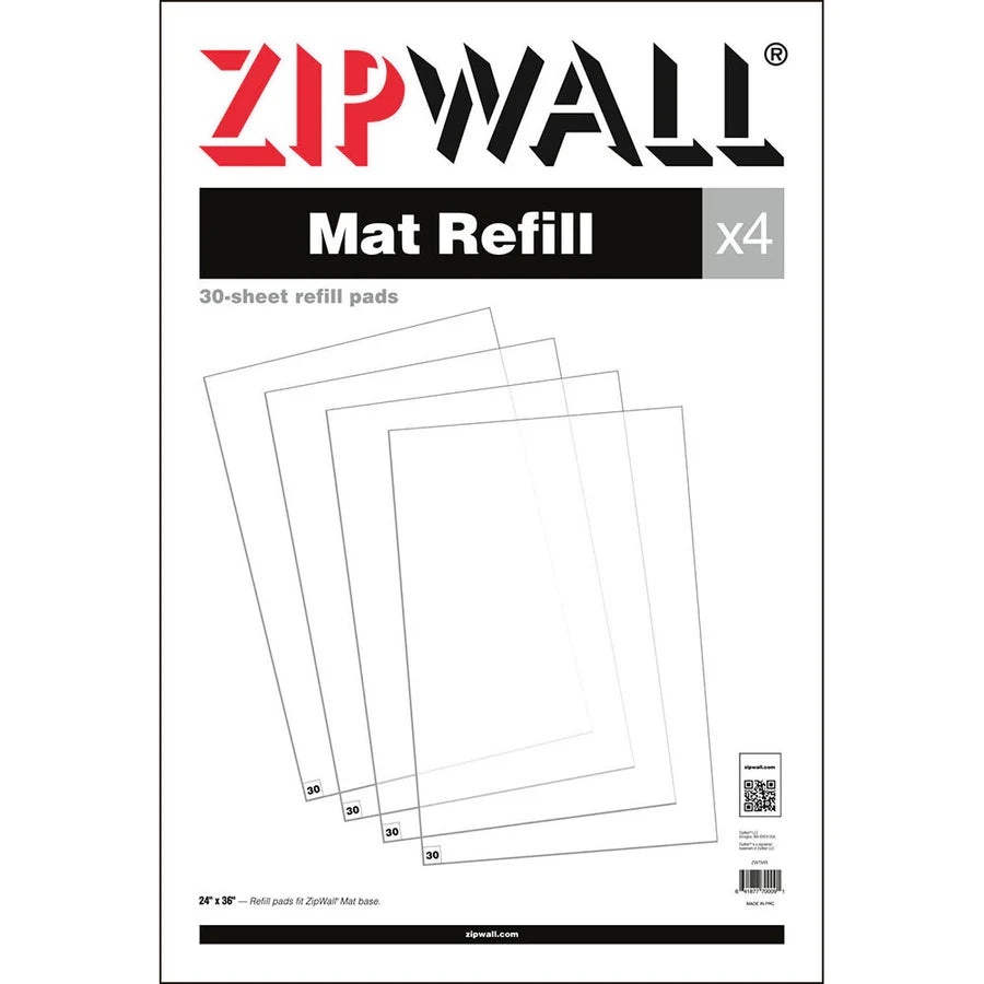 ZipWall Mat Refill 4-Pack – Adhesive Cleanroom Entry Mats