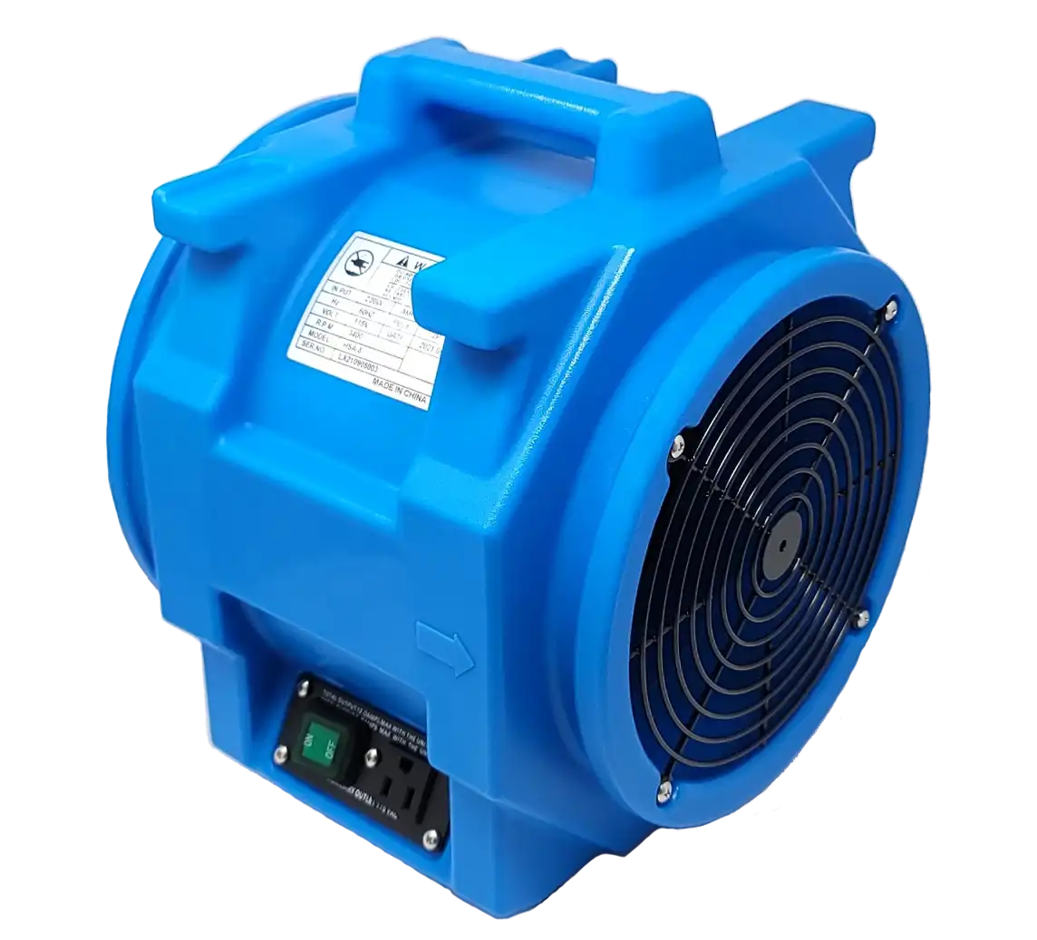 ASD Axial Mini Air Mover side angle view with model label and stacked cord