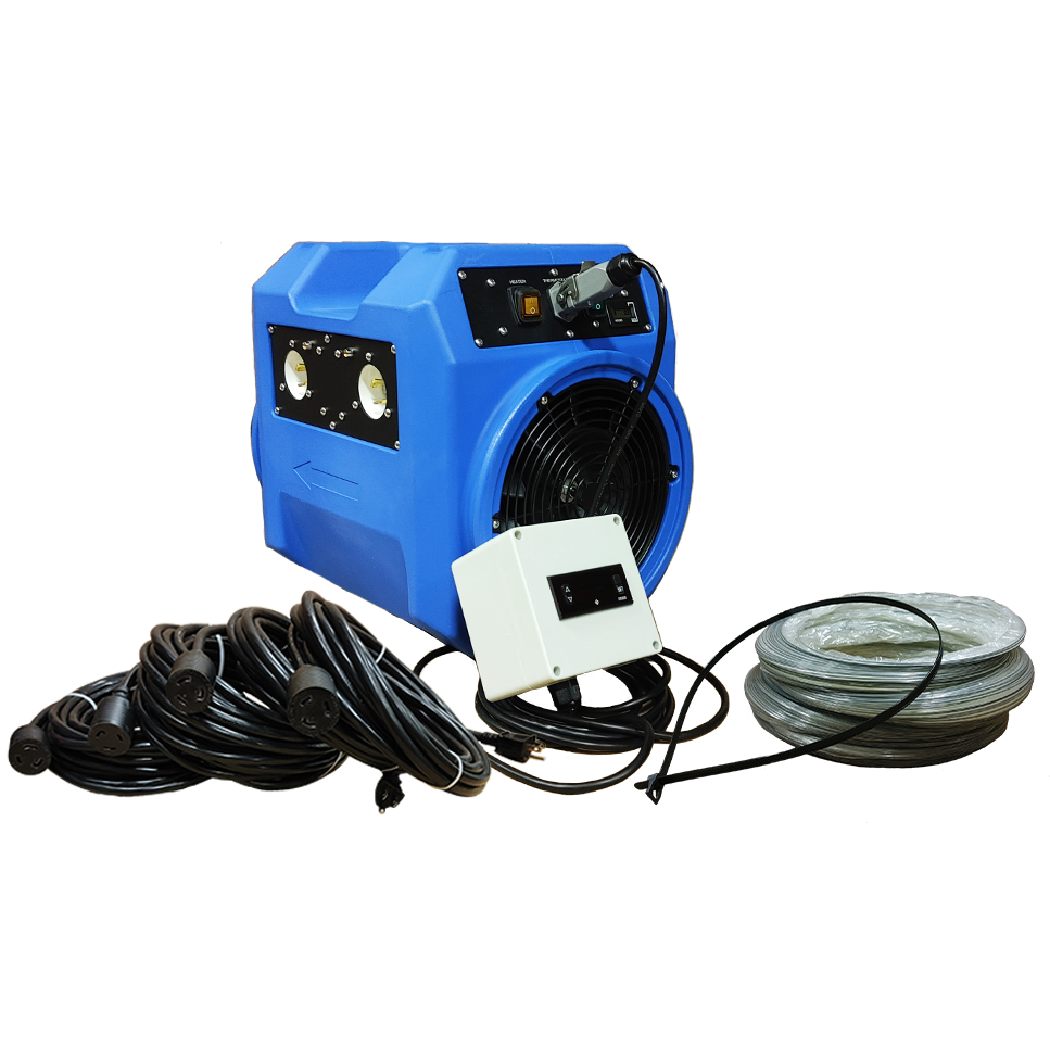 ASD C4-R heater kit with cords, ducting, and thermostat probe