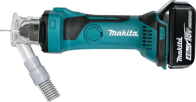 makita dust xtracting base connected to die cutter tool for dust control during cutting