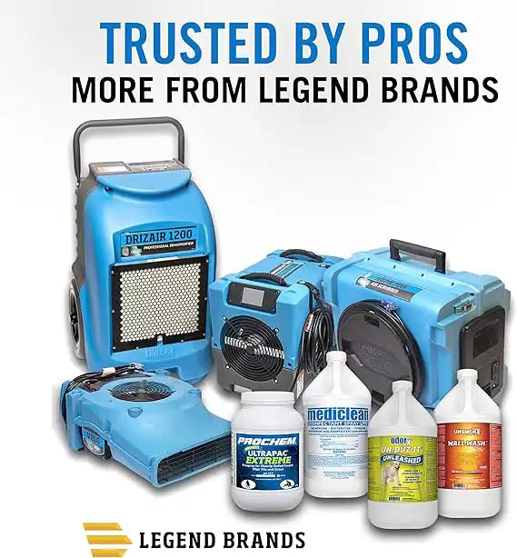 Legend Brands restoration equipment lineup including Dri-Eaz dehumidifiers, air movers, and cleaning solutions trusted by professionals