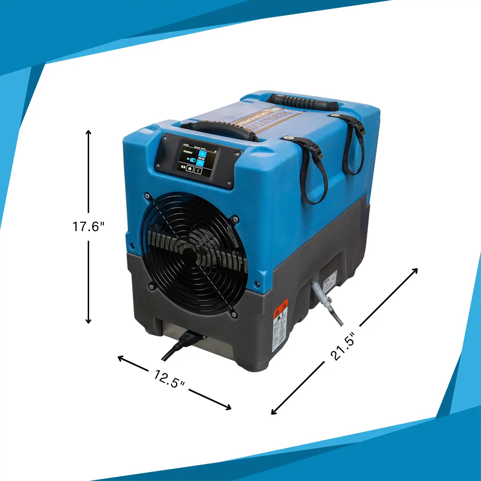 Labeled dimensions of Dri-Eaz Revolution LGR Dehumidifier for restoration pros
