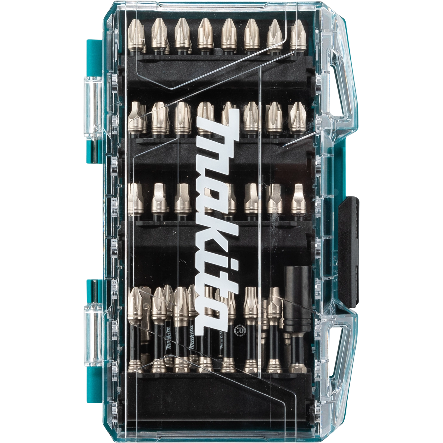 front view of makita impact xps bit set case closed with branding visible