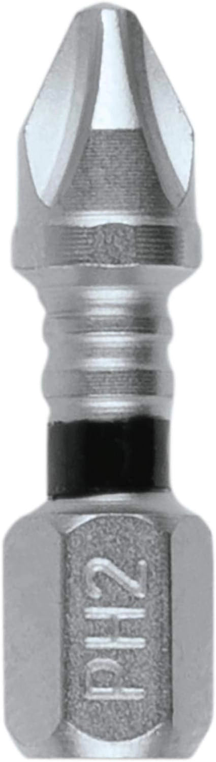 front view of single makita #2 phillips insert bit showing 1-inch length and hex shank