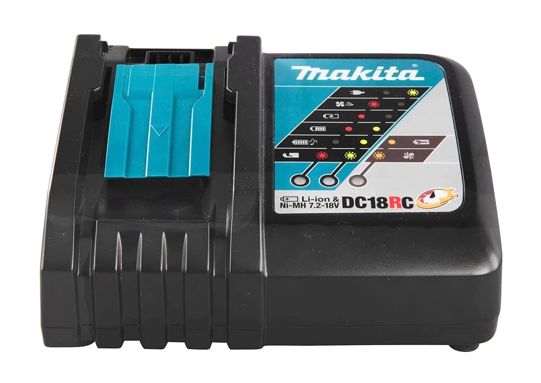 front view of makita dc18se charger showing led indicator and battery slot