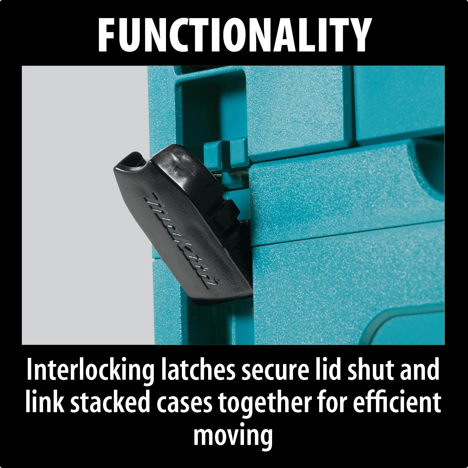 functional layout of makita case with foam insert and wide opening lid