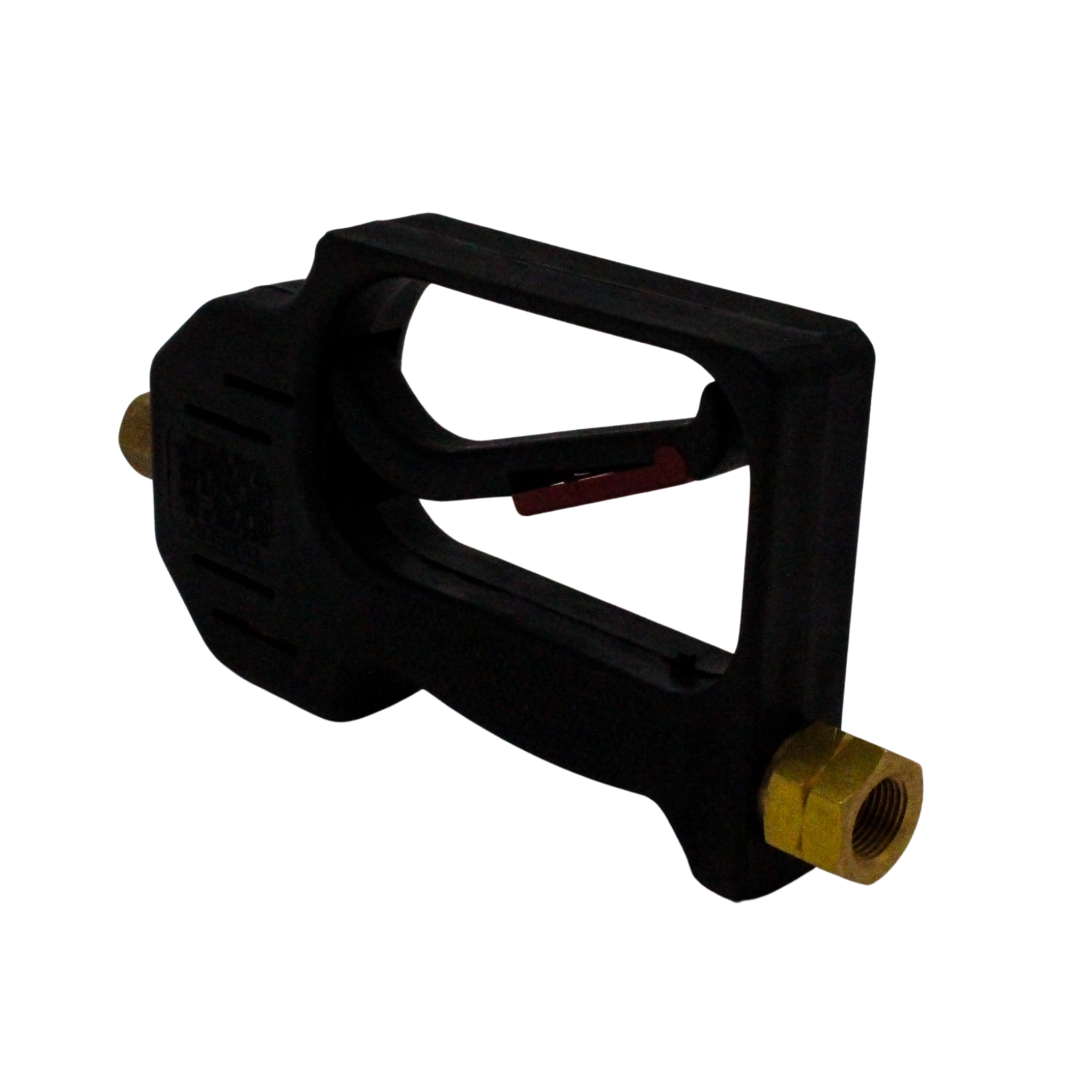 left side angle showing ergonomic handle and safety mechanism