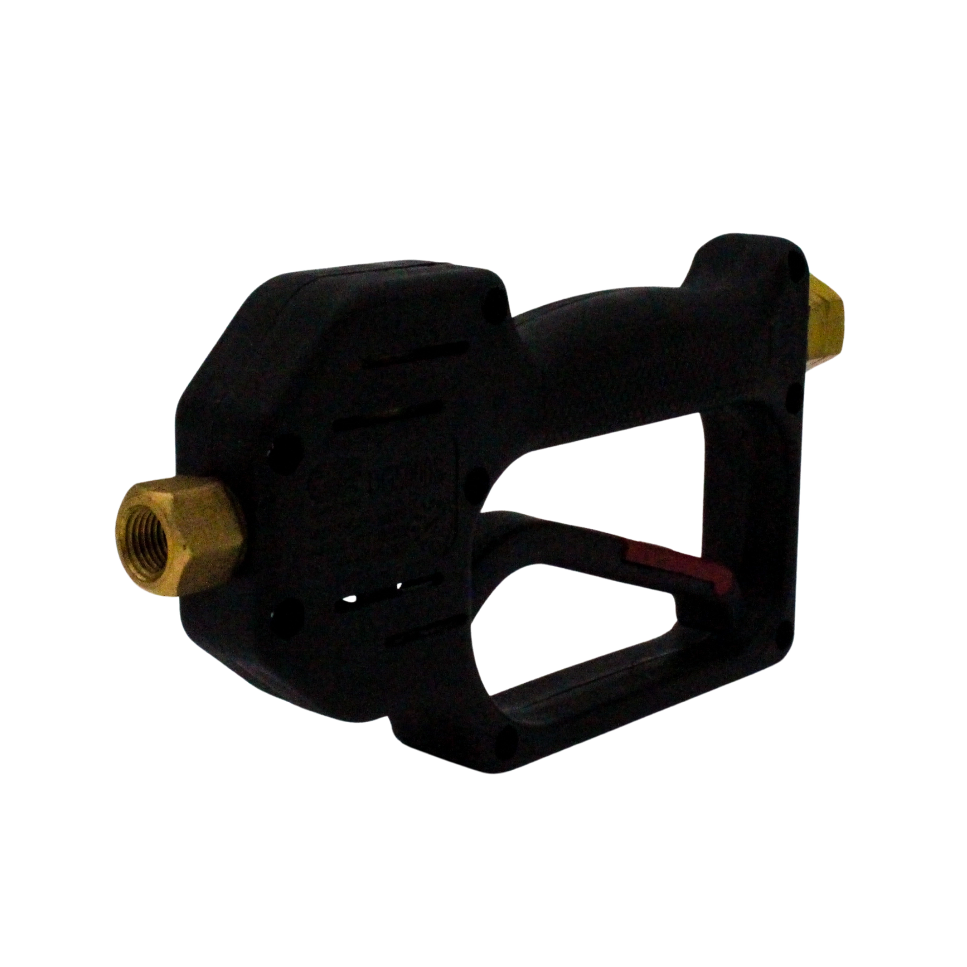 right back angle of general pump spray gun showing trigger and inlet hose port