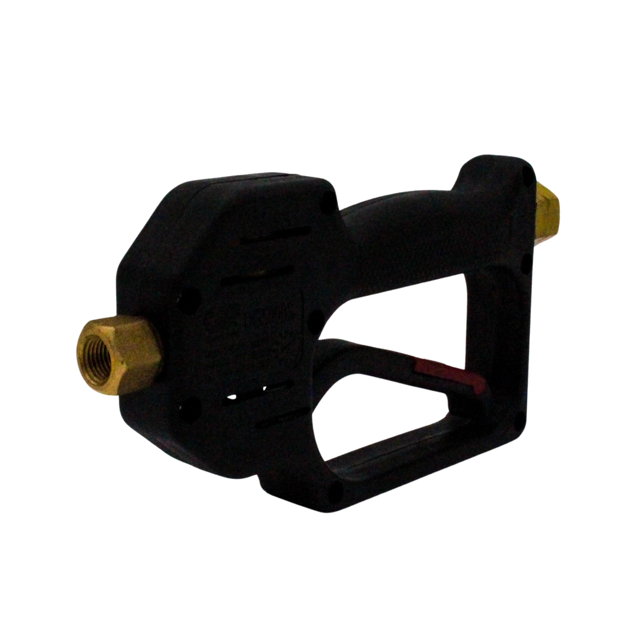 right back angle of general pump spray gun showing trigger and inlet hose port