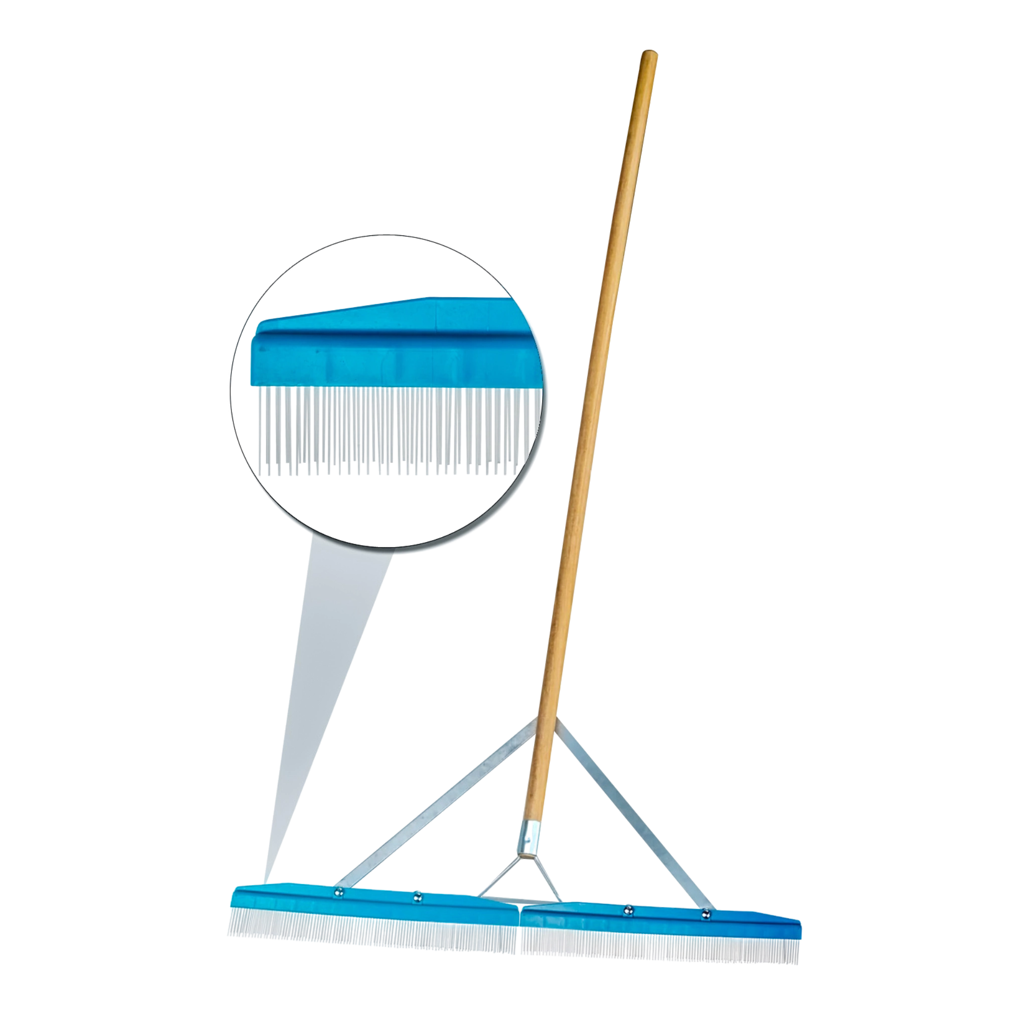 close-up of durable nylon bristles on grandi groom rake for deep carpet grooming