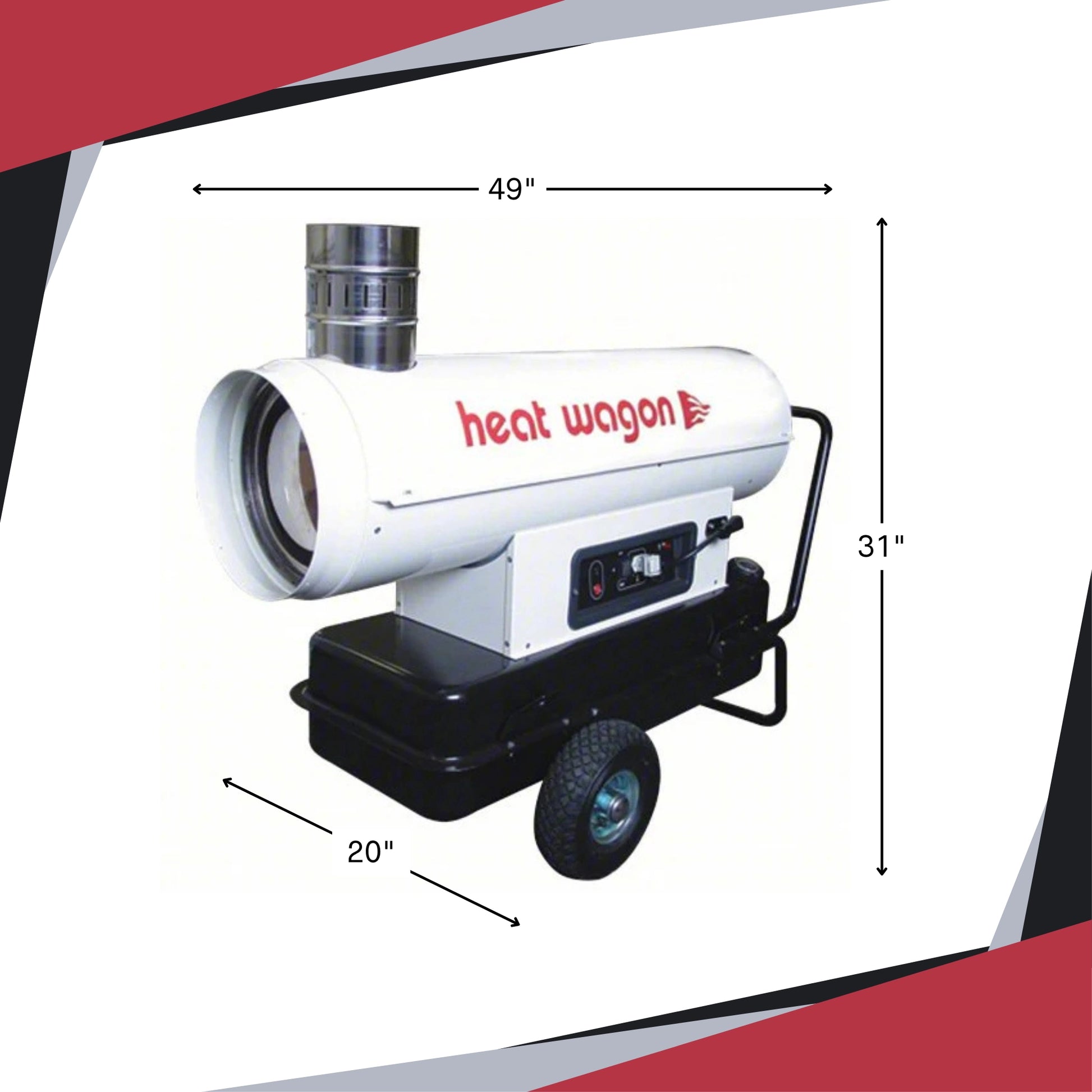 Heat Wagon HVF110 Heater shown next to standard fuel can for size comparison