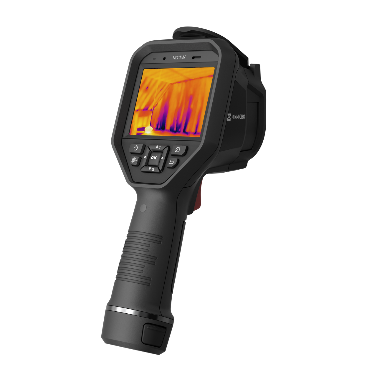 angled view of hikmicro m11w showcasing ergonomic grip and lens placement