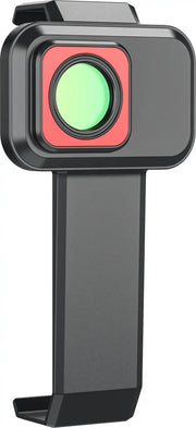 angled view of hikmicro p201 macro lens showing optical housing and lens mount