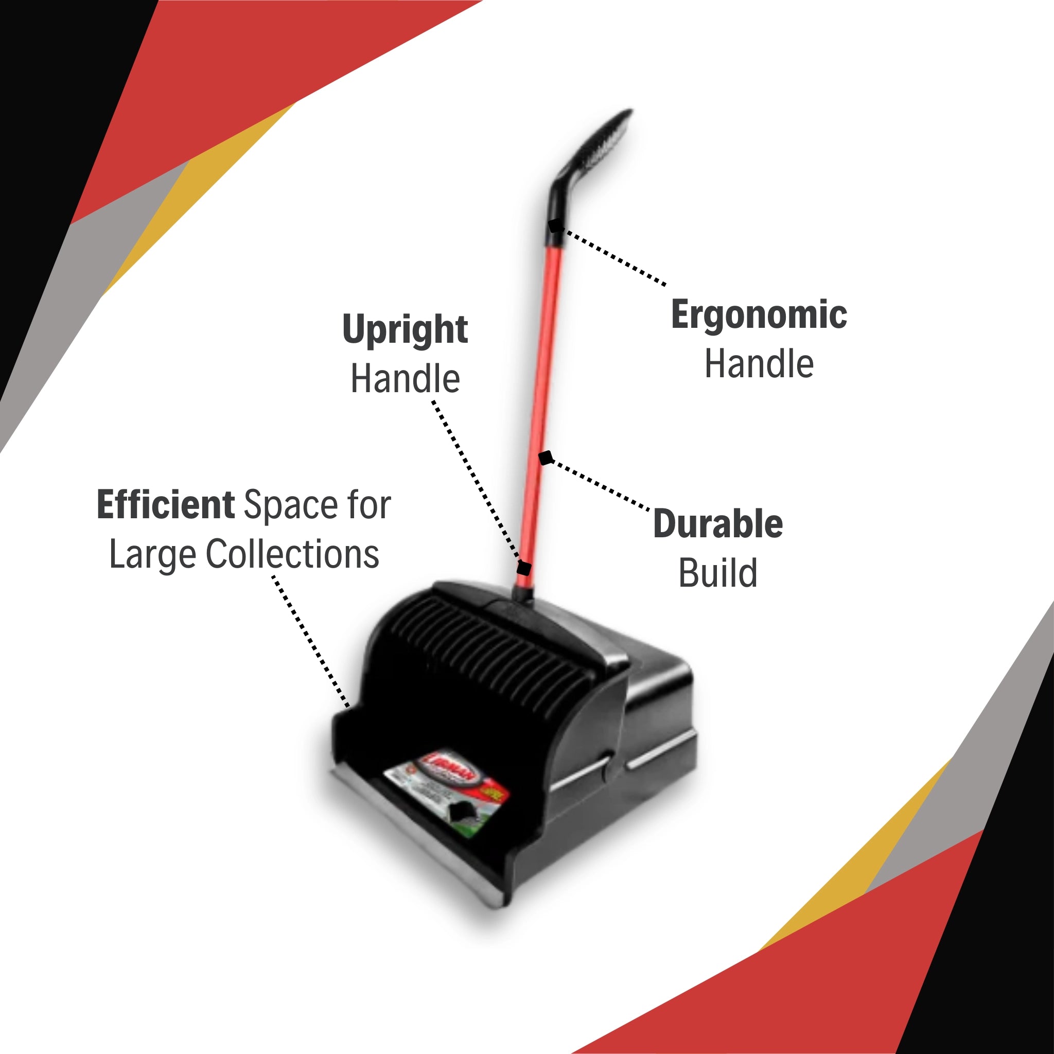 Libman large scoop dust pan showing key product features