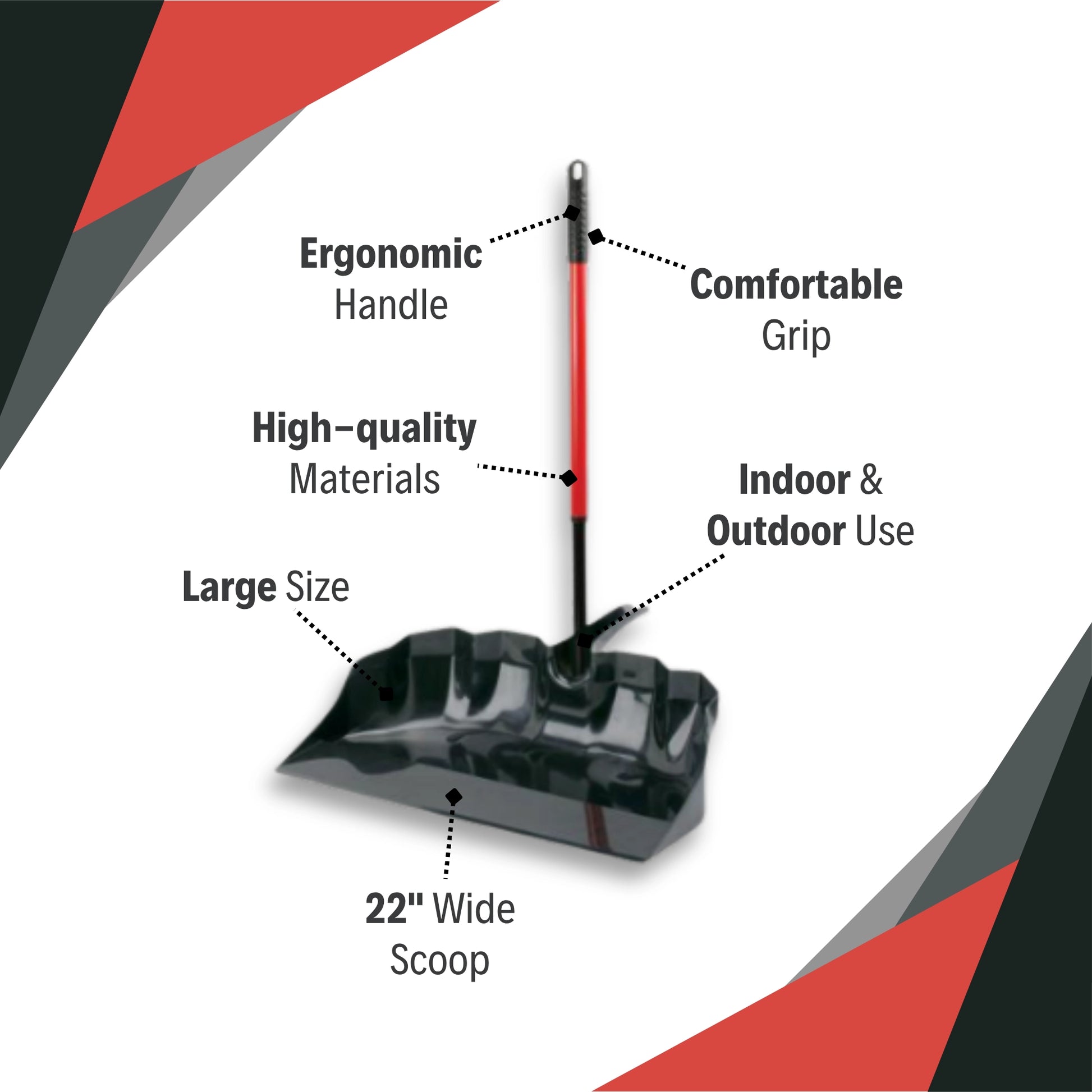 Libman outdoor scoop with wide 22-inch mouth and deep debris tray
