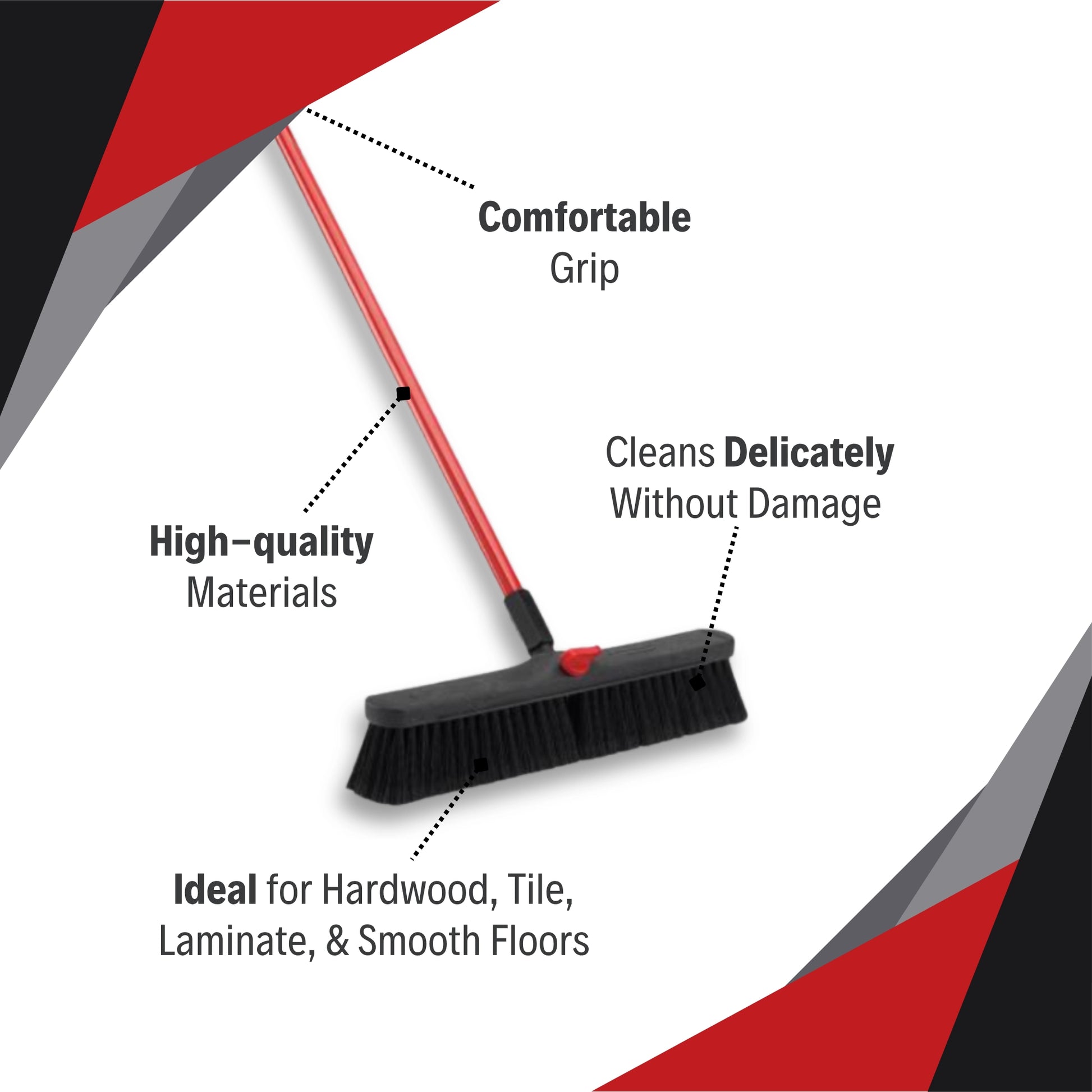 Libman Smooth Surface Broom showcasing soft cleaning bristles and ergonomic design