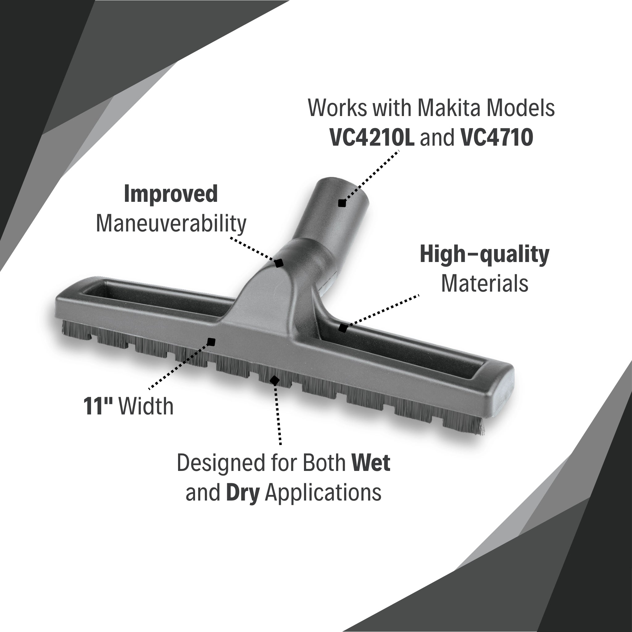 Makita 11-inch wet dry nozzle attachment with swivel and wheels