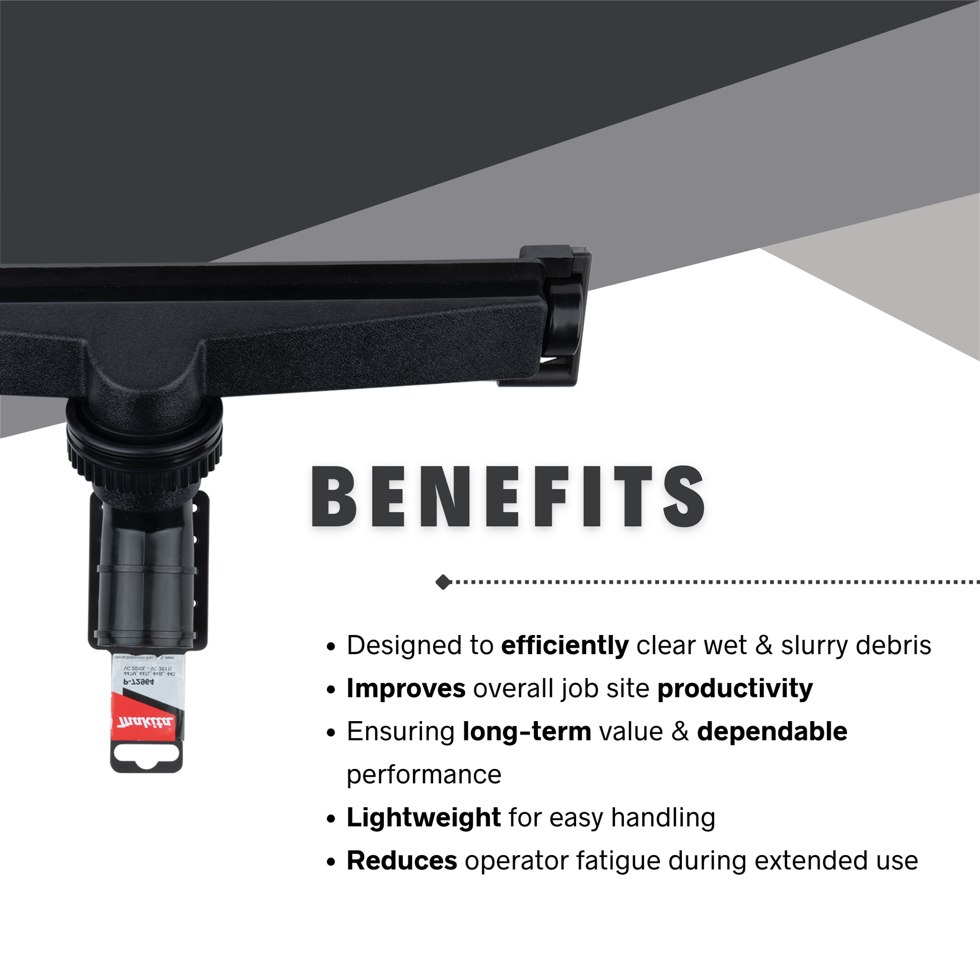Makita slurry nozzle benefits include fast cleanup of wet debris and concrete slurry