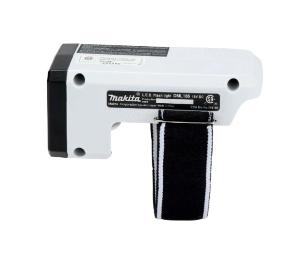 Left side view of Makita 18V LED Flashlight showing ergonomic handle