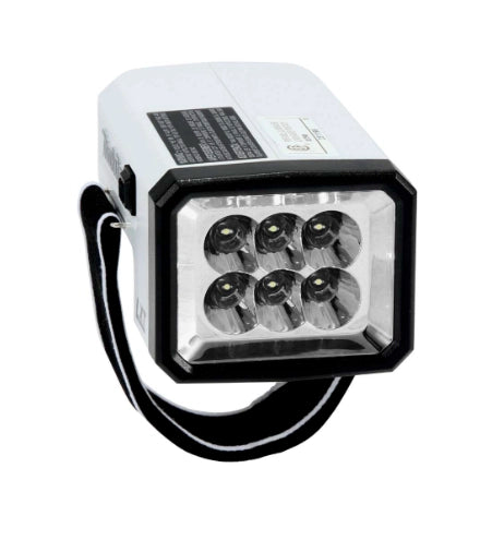 Right angle view of Makita 18V LED Flashlight showing LED head