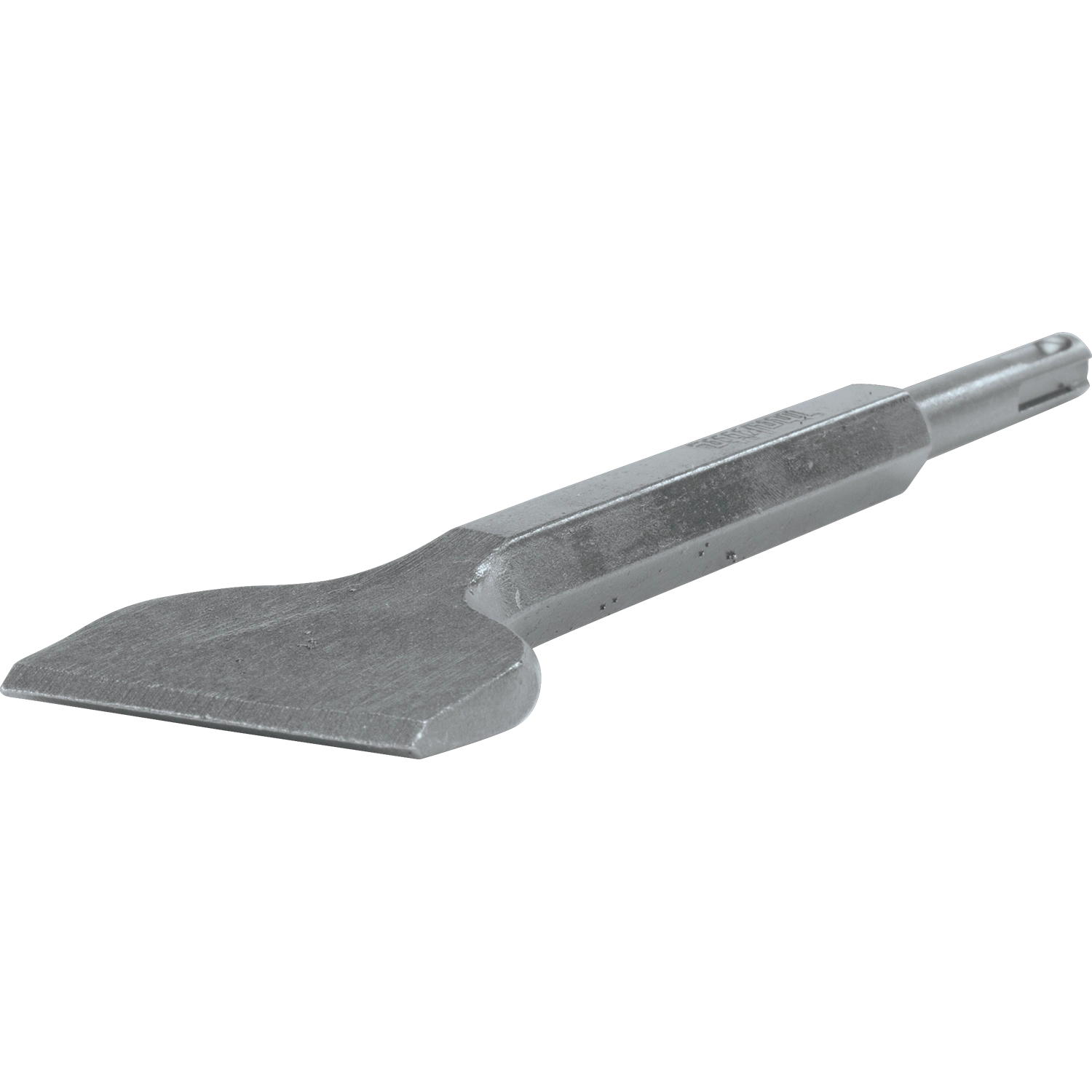 Angled view of Makita 2" x 8.5" scaling chisel SDS+ highlighting shank and blade