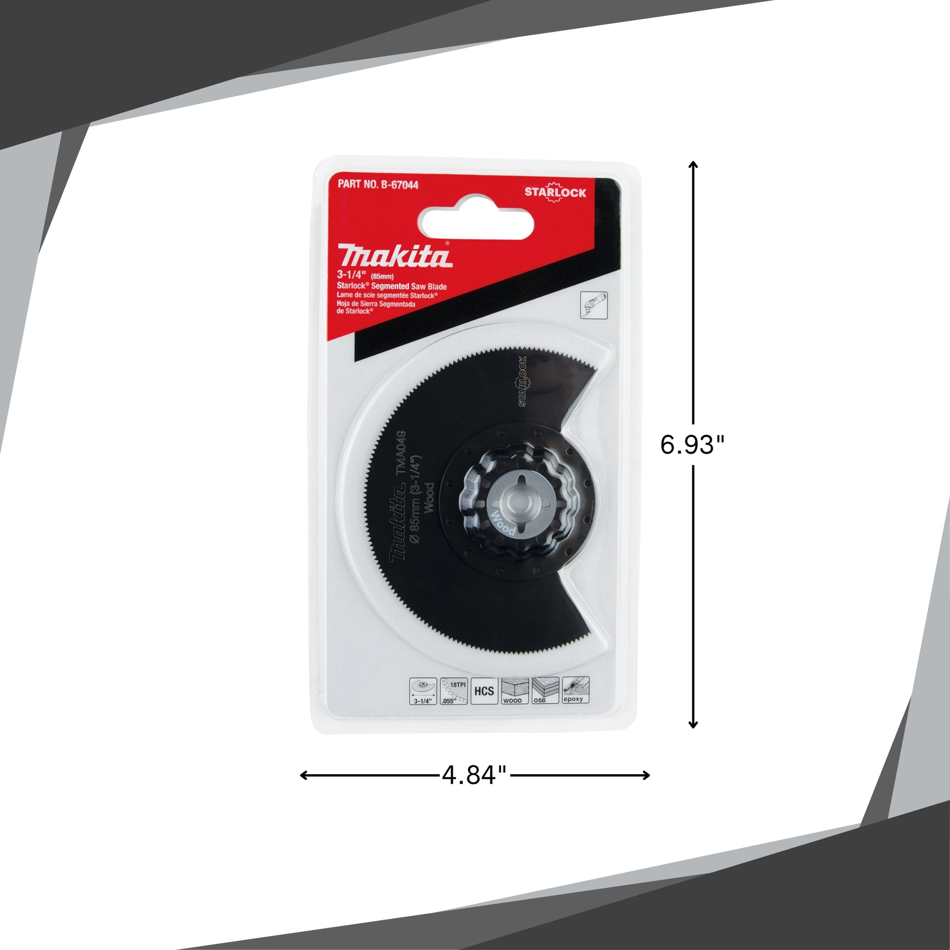 makita 3.25 inch blade beside ruler for visual size and scale reference