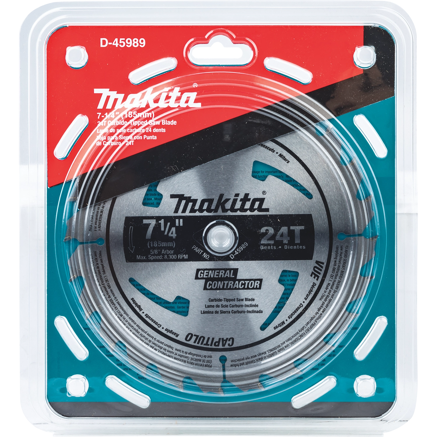 makita 7.25 inch 10-pack saw blades displayed in front retail packaging