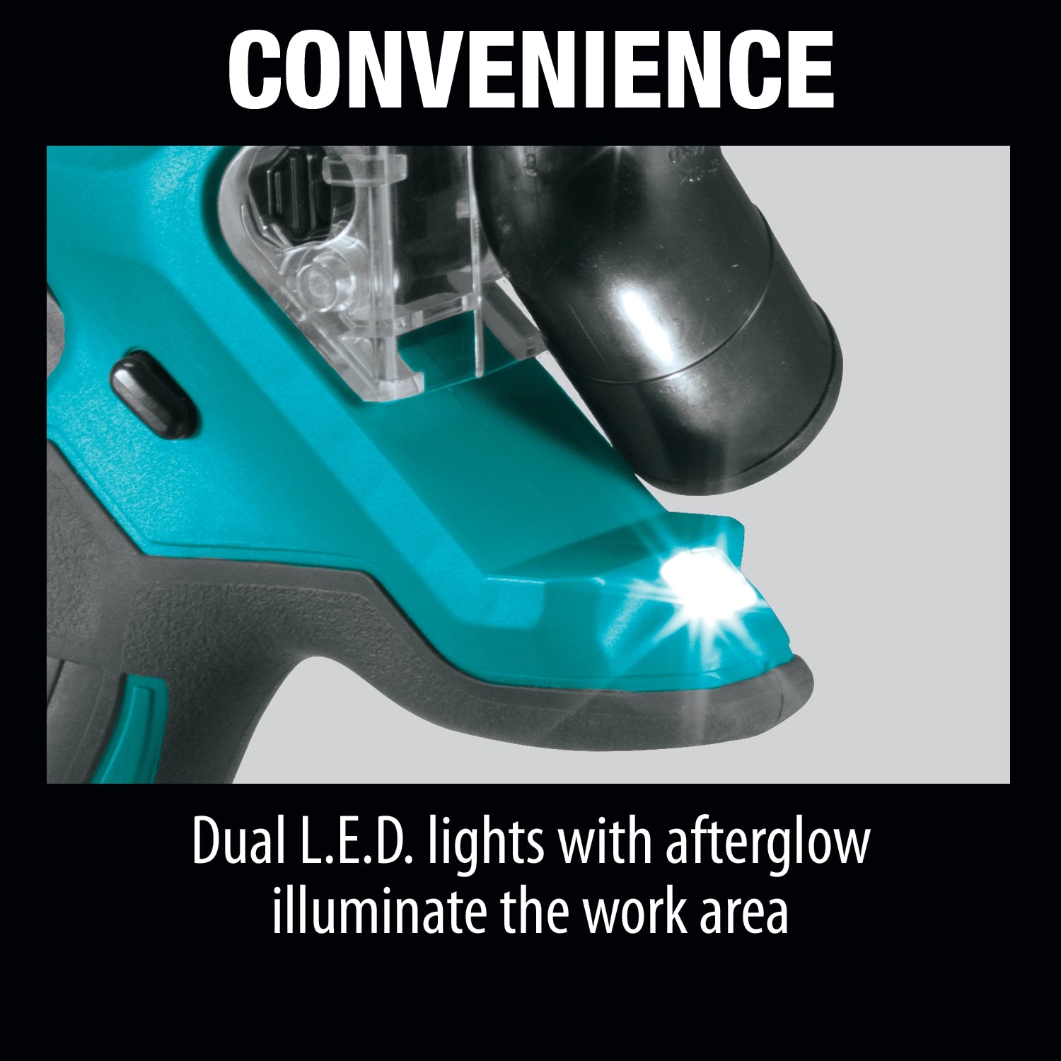 Makita drywall saw showing convenient top controls and depth guide