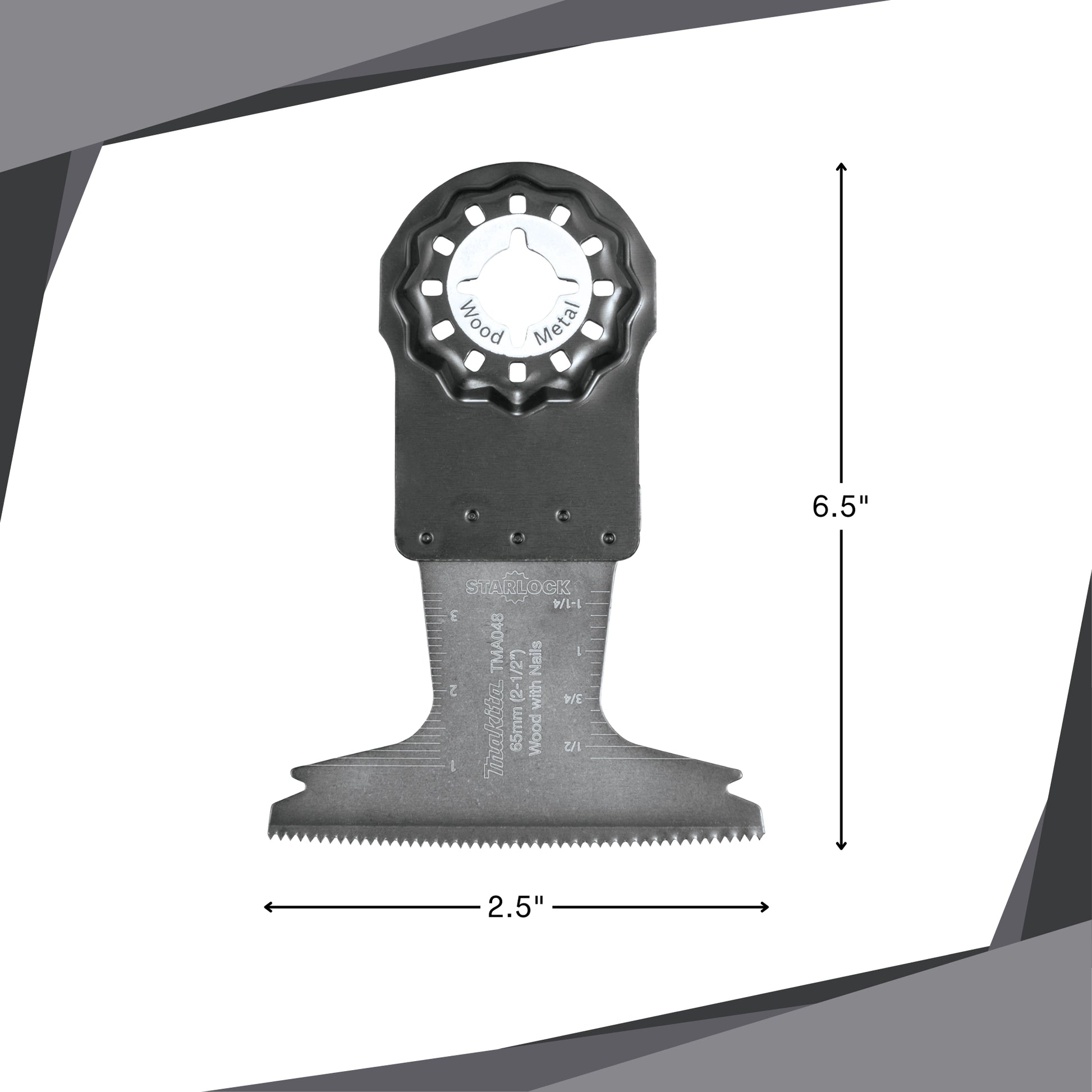 Makita plunge blade shown next to measuring tape for scale