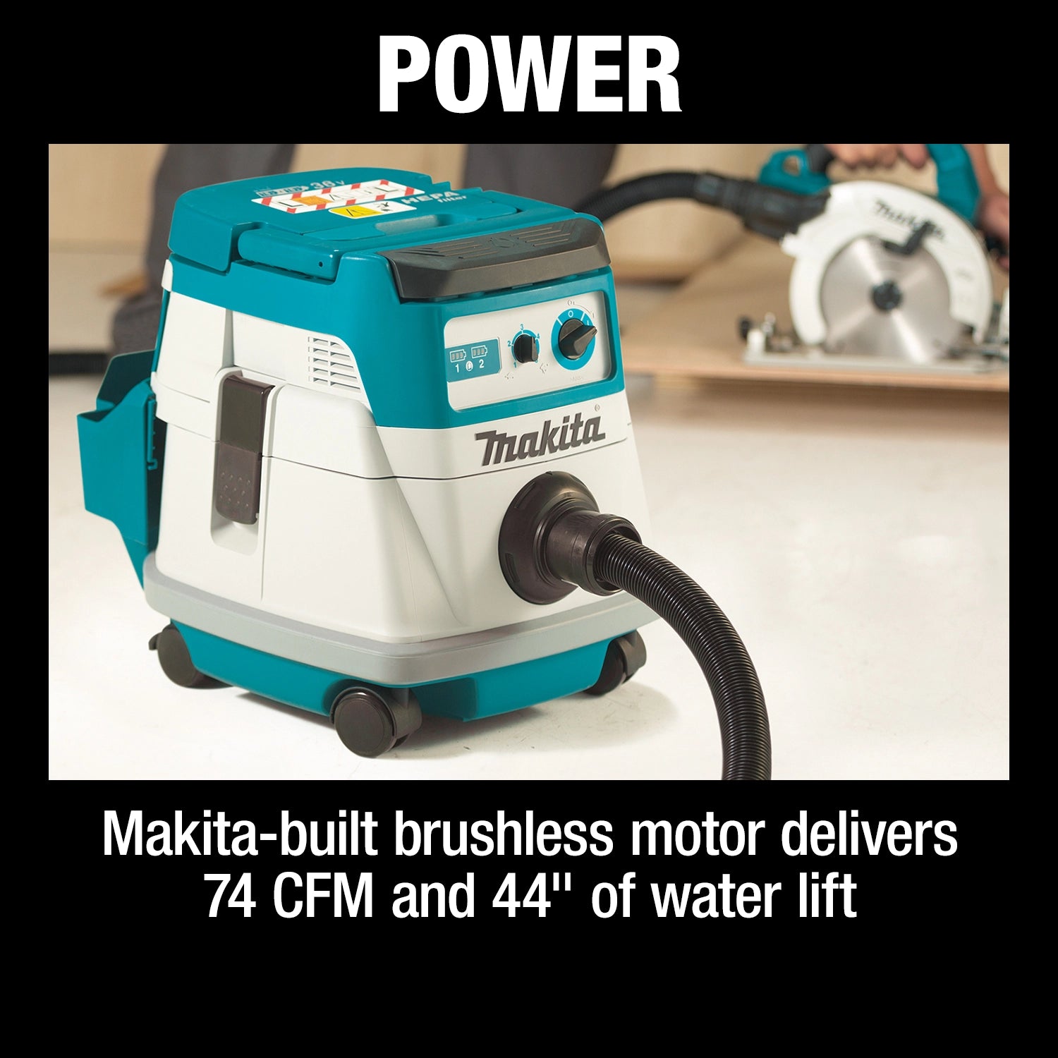 dual power system of makita vacuum offering both corded and cordless functionality