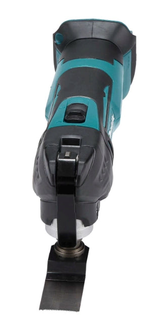 Front view of Makita XMT03Z with installed accessory and battery