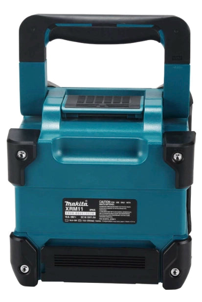 Back view of Makita XRM11 with handle in upright position