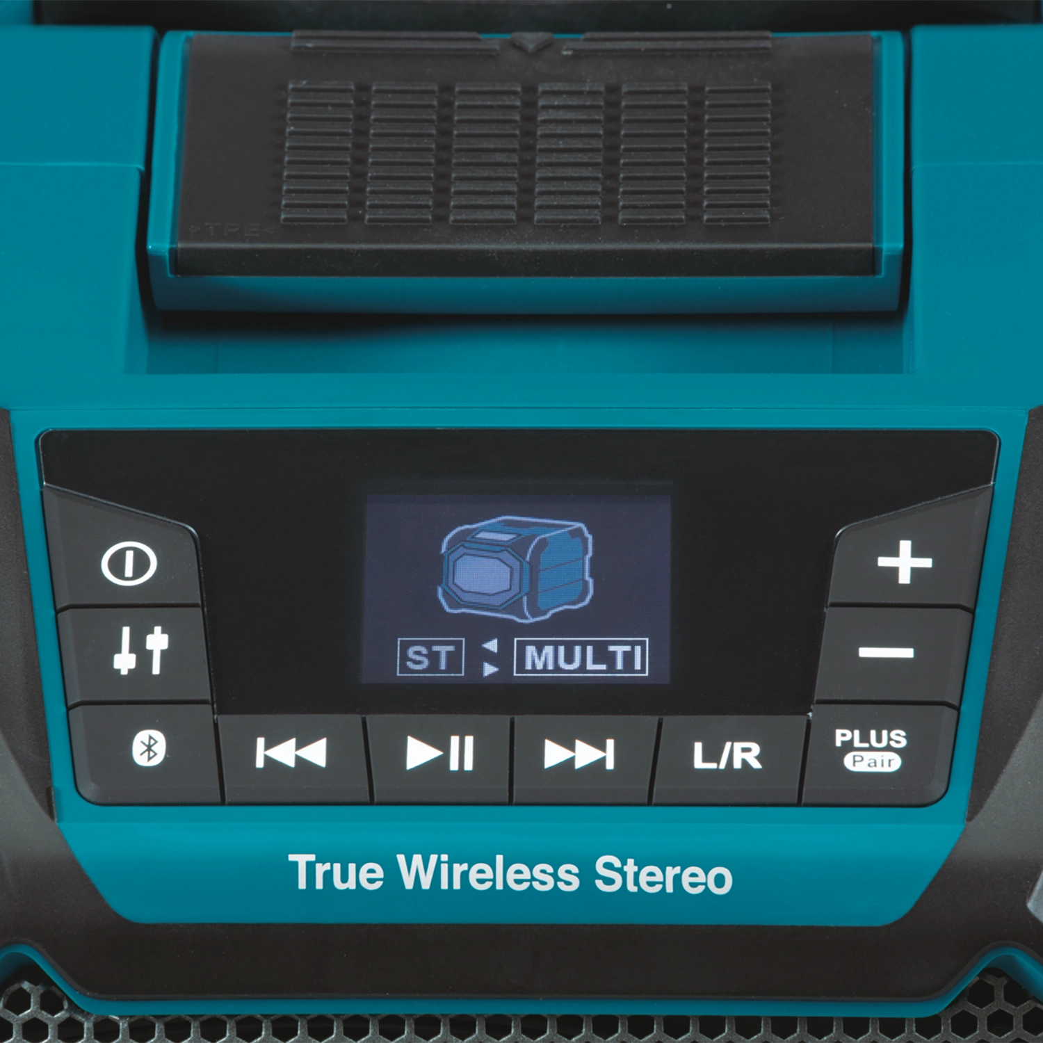 Close-up of Makita XRM11 backlit screen display