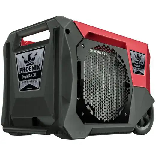 Phoenix DryMAX XL Red LGR Dehumidifier front side view showing compact design and rugged housing