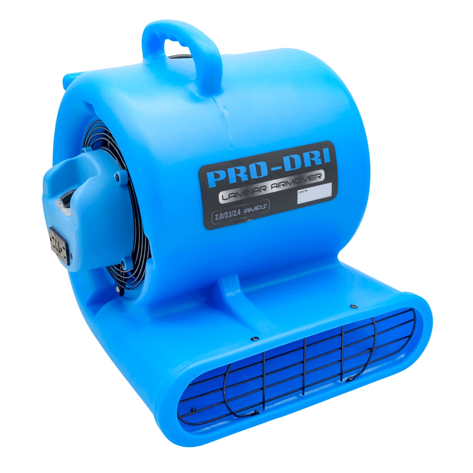 Front view of Pro-Dri 2.9 Amp Laminar Air Mover showing durable blue housing