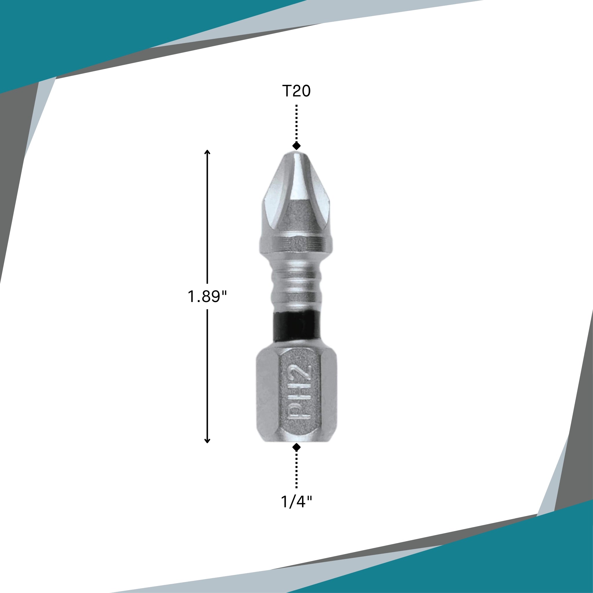 makita #2 phillips insert bit next to ruler for scale reference