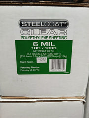 SteelCoat 6 MIL Clear Poly Sheeting 10' x 100' – Tough Vapor Barrier & Surface Cover