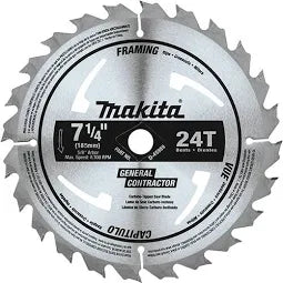 Makita 7.25" 24T Carbide‑Tipped Max Efficiency Circular Saw Blade, Framing, 3/pk