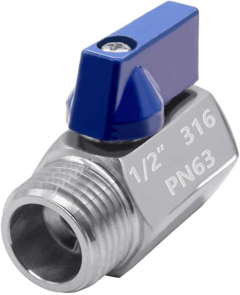 1/2" Stainless Steel Mini Ball Valve NPT FxM