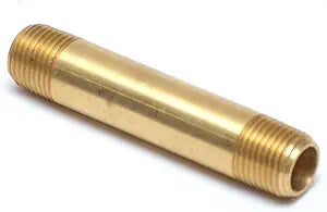 1/8" x 2" Brass Pipe Nipple – Lead-Free, NPT Threaded Both Ends