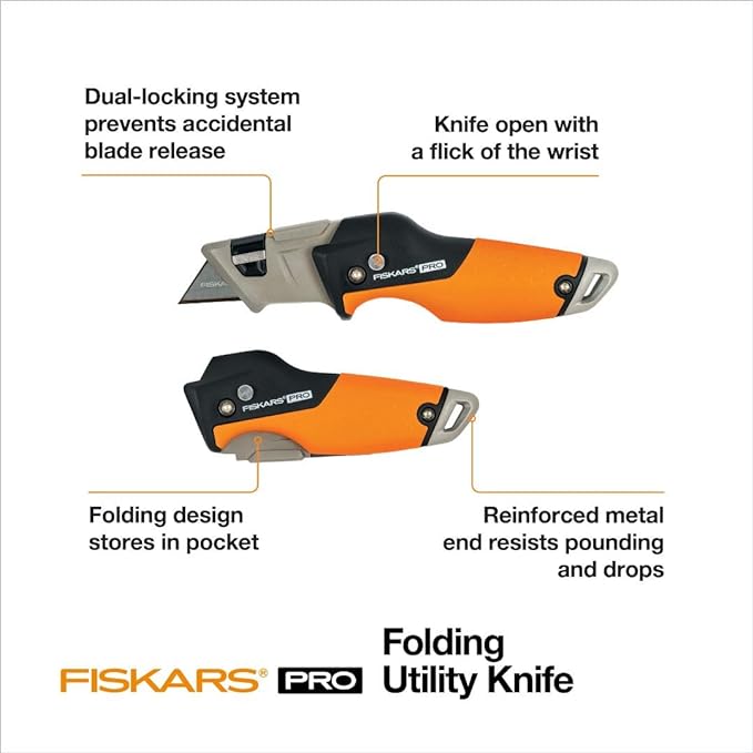Fiskars® Pro Folding Utility Knife – Durable, Quick-Change Blade Tool
