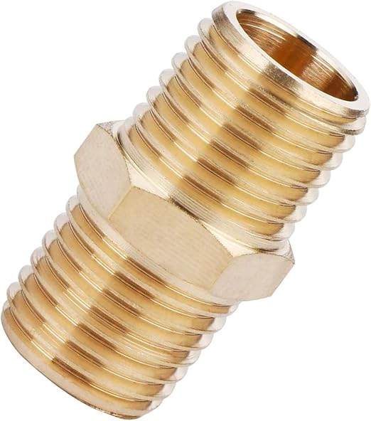 1/4" x 1/4" Brass NPT Hex Nipple – Male Thread Pipe Fitting