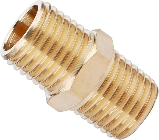 1/4" x 1/4" Brass NPT Hex Nipple – Male Thread Pipe Fitting