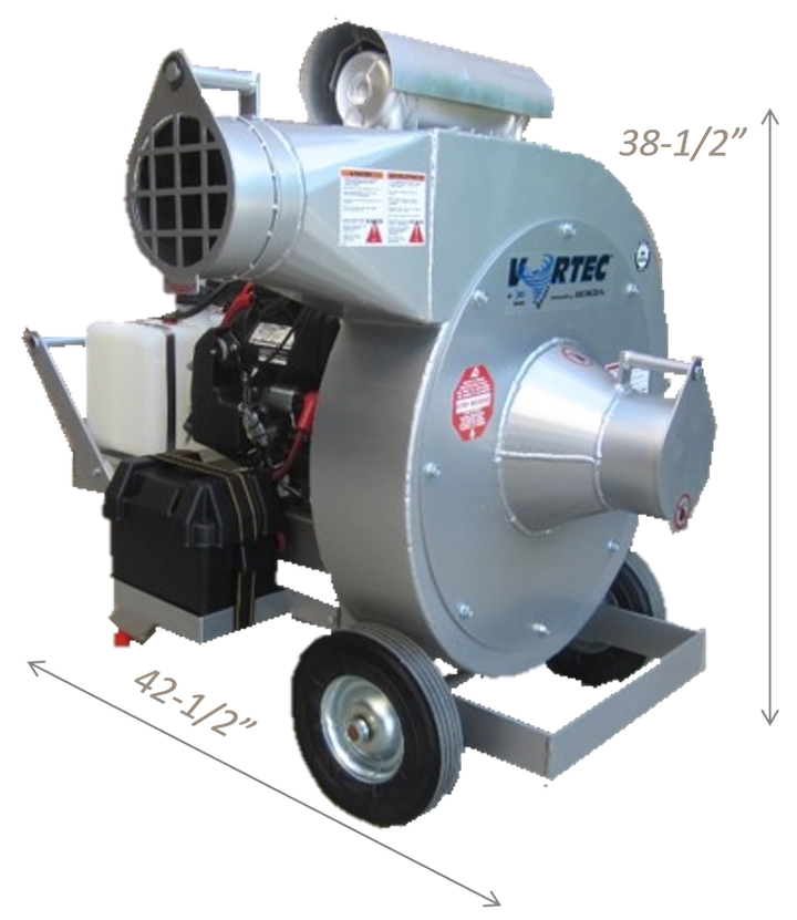Vortec Beast insulation vacuum shown with scale reference for equipment size
