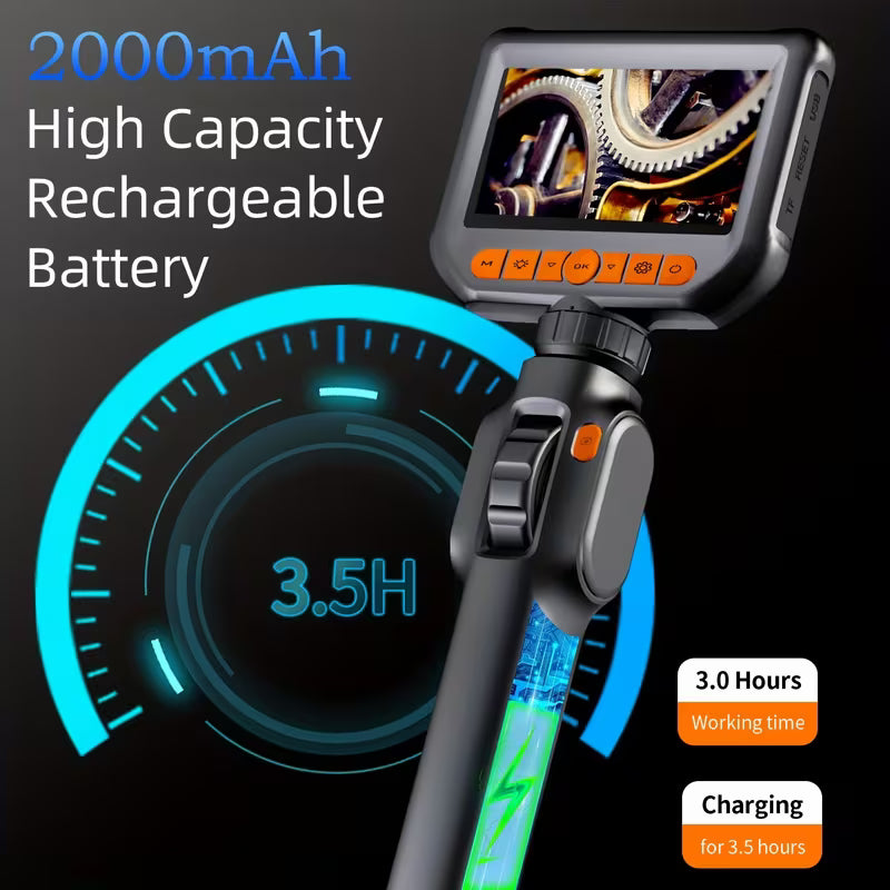 Articulating Industrial Borescope - 360° Camera - Waterproof - 2000 mAh Battery