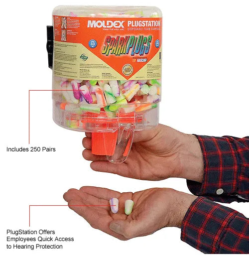 Moldex 6644 SparkPlugs® PlugStation® Earplug Dispensers, 250 Pairs/Dispenser