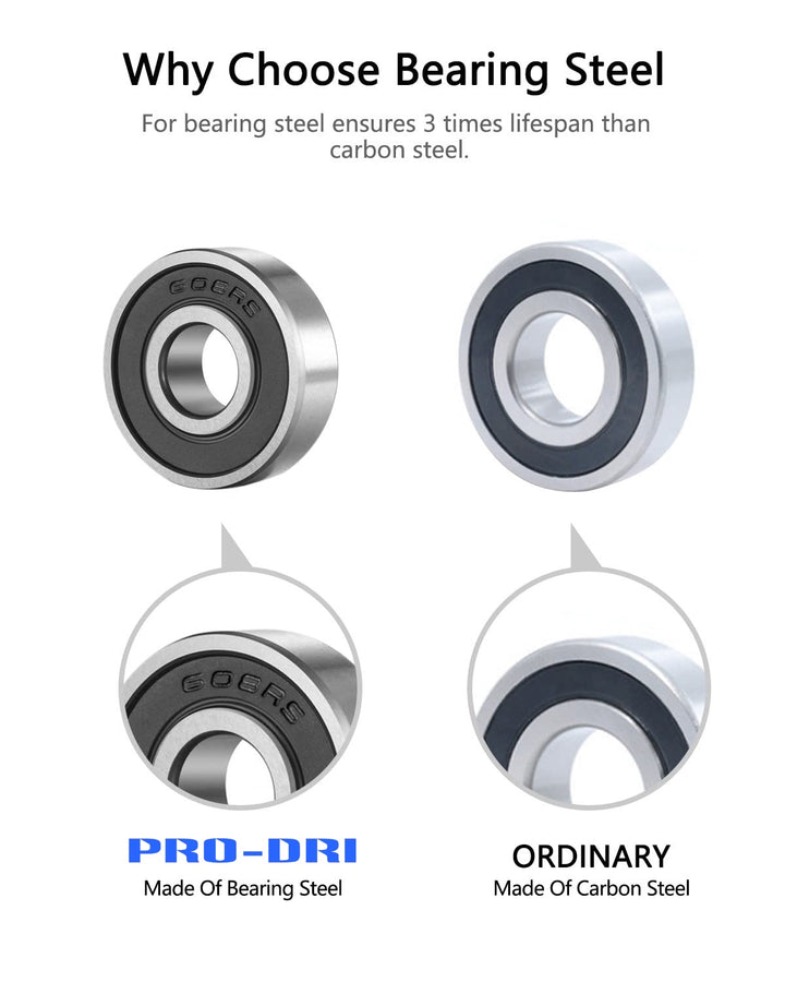 Pro-Dri High-Performance Steel Ball Bearings (12x28x8mm) - Double Rubber Sealed (pair)