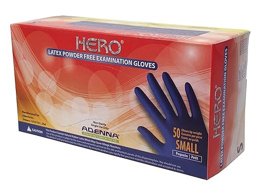 Adenna HER005 Hero Latex 14Mil Powder-Free Gloves Blue