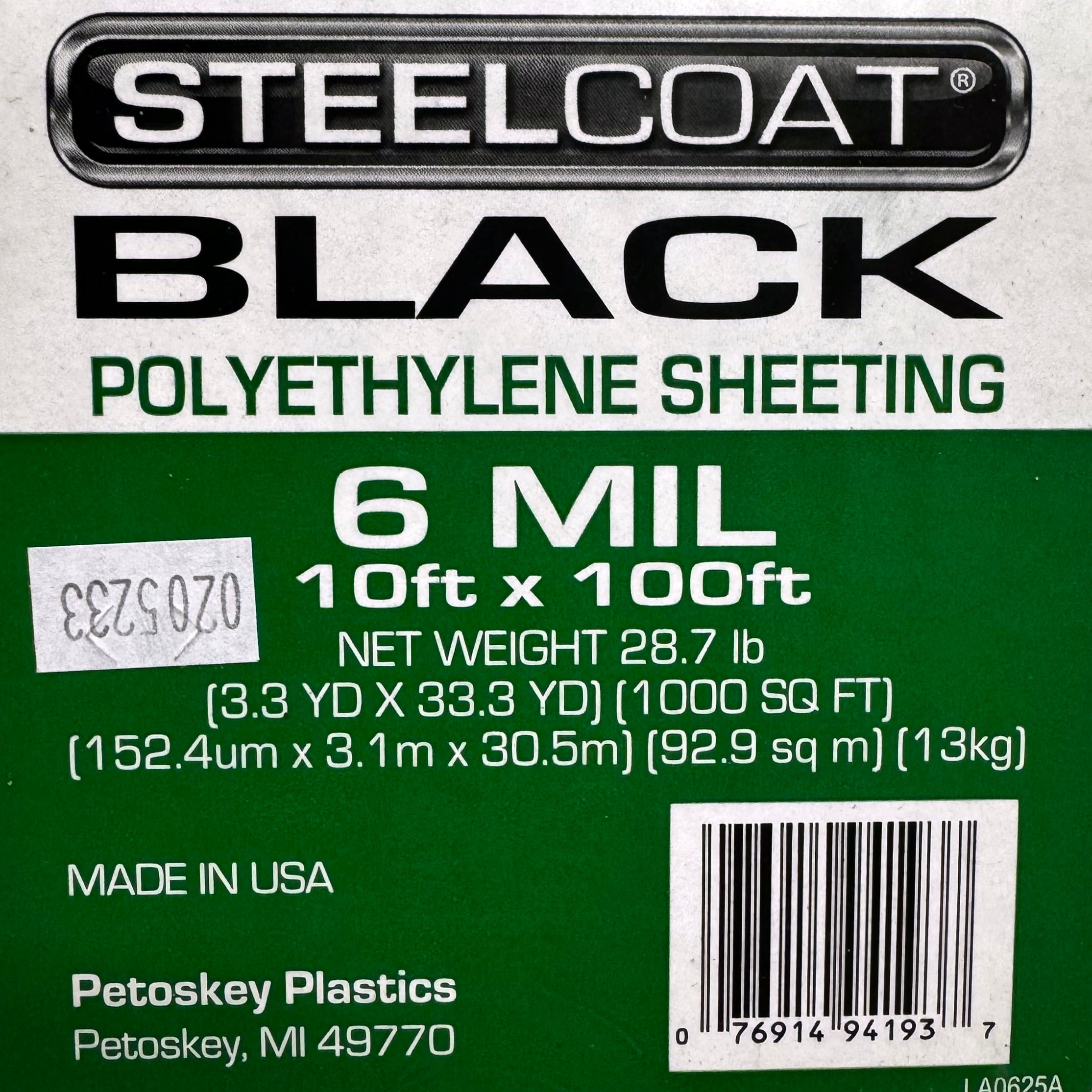SteelCoat 6 MIL Black Poly Sheeting 10'x100' – Heavy-Duty Surface Protection